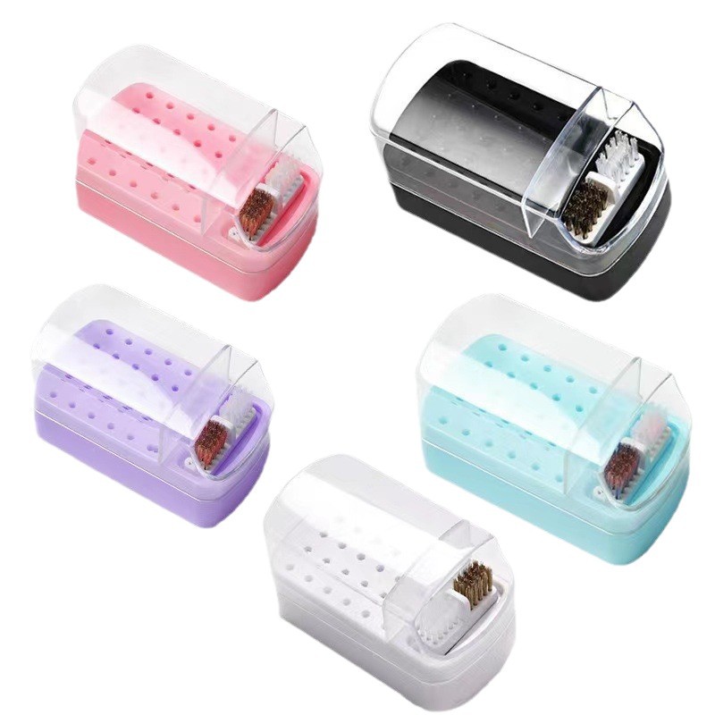 Drill Bits Storage Box With Brush